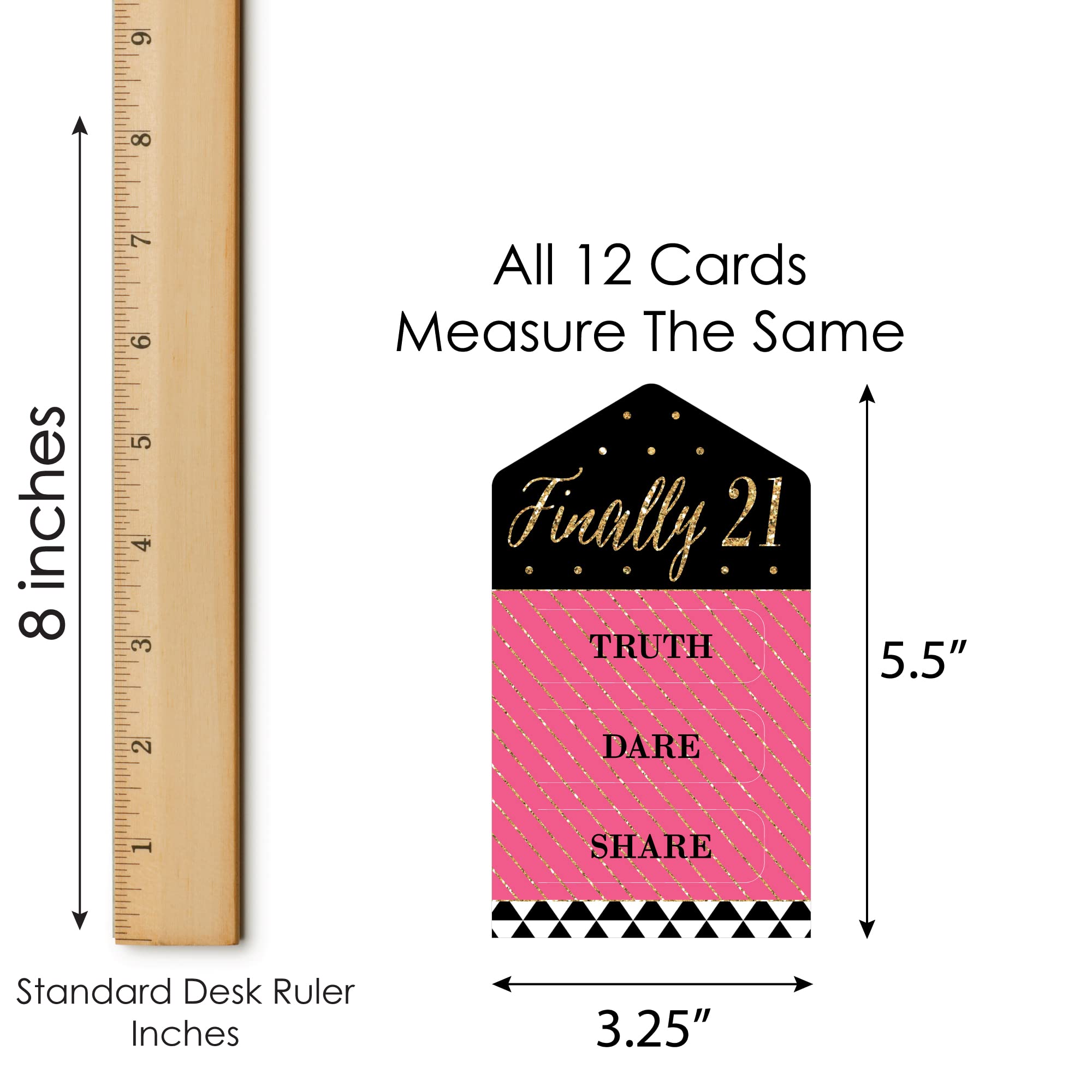 Big Dot Of Happiness Finally 21 Girl - 21St Birthday Party Game Pickle Cards - Truth, Dare, Share Pull Tabs - Set Of 12